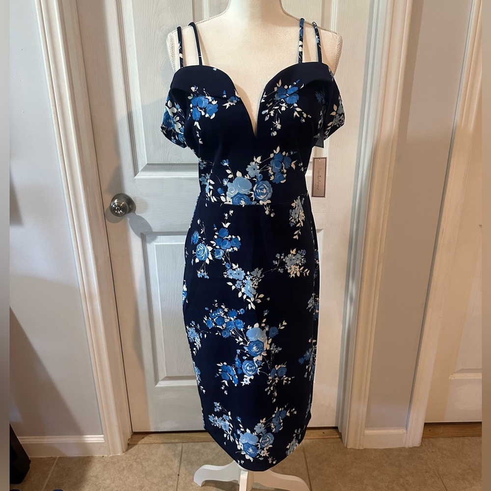 Women’s Navy/Royal formal dress Off-shoulder w/straps size 12 Summer Wed…